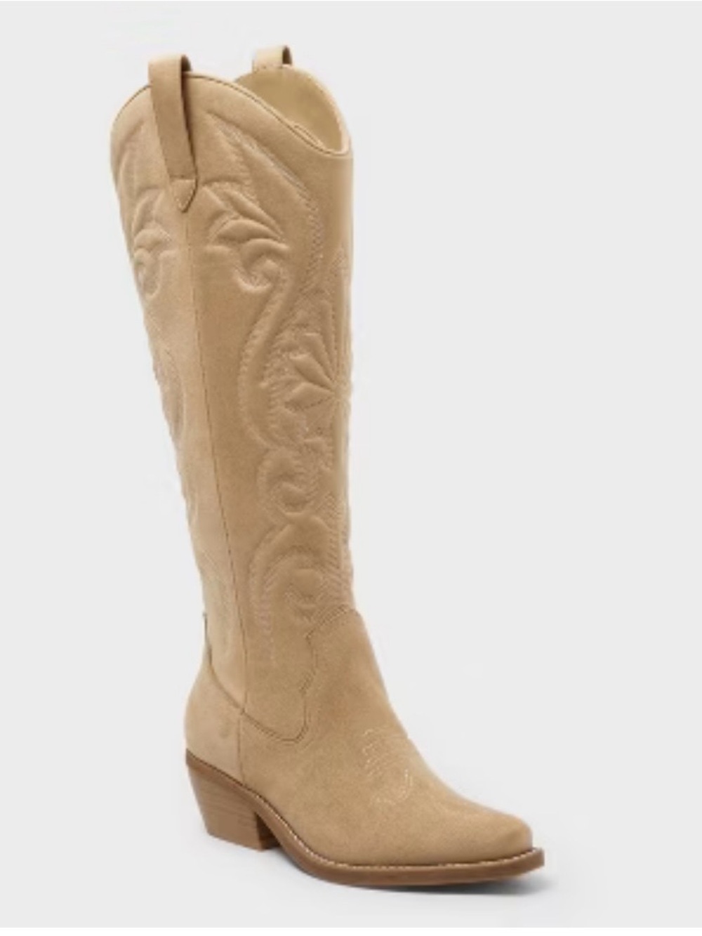 Tall Women's Western Boot in Beige Suede